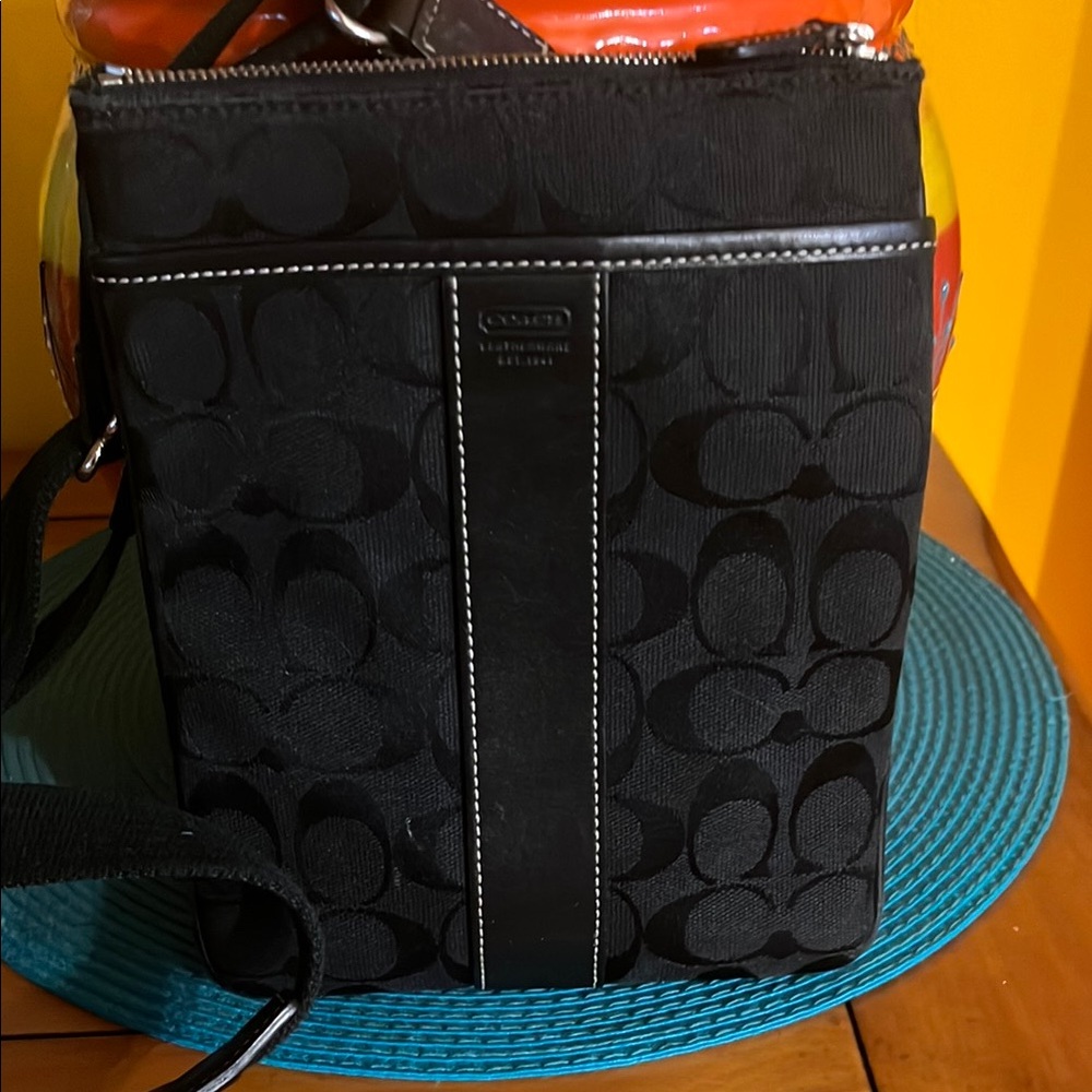 Coach Black Messenger Bag with Signature Monogram